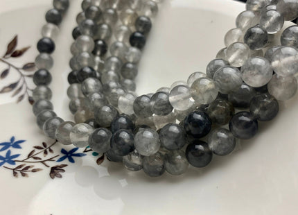 4mm 6mm 8mm 10mm AAA Smooth Round Cloudy Quartz Gemstone Beads Natural Light And Dark Gray Quartz Gemstone Loose Beads #2304