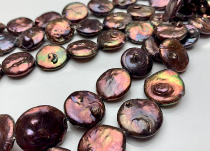 19-20 mm Purplish Brown Jumbo Freshwater Coin Pearls Genuine Freshwater Coin Pearls Limited Edition Purplish Brown Color Pearl Beads #1389