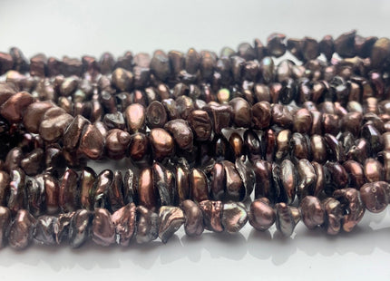 6-7 mm Dark Chocolate Brown Color Keshi Freshwater Pearl Beads Genuine High Luster Center Drilled Disc Cornflakes Keshi Beads #P2084