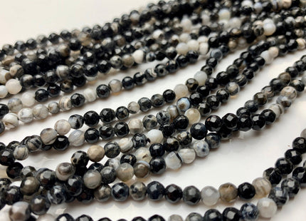 WHOLESALE 4 mm Faceted Round Mixed Black And White Color Agate Gemstone Beads Genuine Agate Gemstone Loose Beads 14 Inches #2475