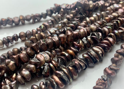 6-7 mm Dark Chocolate Brown Color Keshi Freshwater Pearl Beads Genuine High Luster Center Drilled Disc Cornflakes Keshi Beads #P2084
