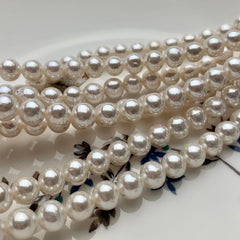 7mm AAA Extra Shiny Natural White Perfect Round Large Hole Freshwater Pearl Genuine High Luster White Bridal Pearl HoleSize 1.2-2.1mm #P1471