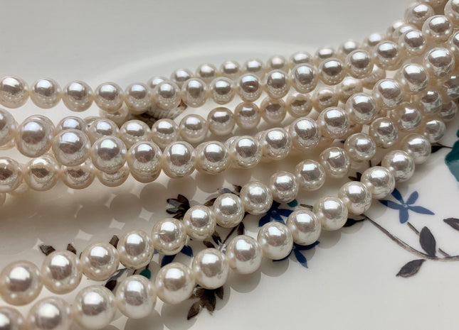 7mm AAA Extra Shiny Natural White Perfect Round Large Hole Freshwater Pearl Genuine High Luster White Bridal Pearl HoleSize 1.2-2.1mm #P1471