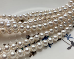 7mm AAA Extra Shiny Natural White Perfect Round Large Hole Freshwater Pearl Genuine High Luster White Bridal Pearl HoleSize 1.2-2.1mm #P1471