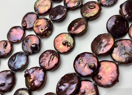 19-20 mm Purplish Brown Jumbo Freshwater Coin Pearls Genuine Freshwater Coin Pearls Limited Edition Purplish Brown Color Pearl Beads #1389