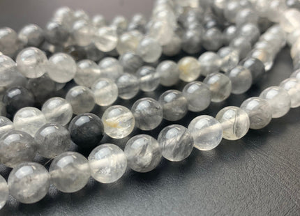 4mm 6mm 8mm 10mm AAA Smooth Round Cloudy Quartz Gemstone Beads Natural Light And Dark Gray Quartz Gemstone Loose Beads #2304
