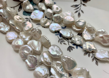 10-17 mm AA Natural White Keshi Center Drilled Freshwater Pearl Beads Genuine High Luster White Cornflake Keshi Pearls #1893