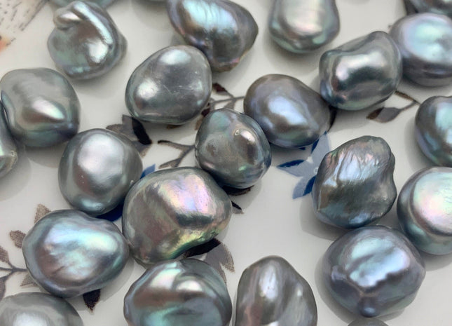 ONE Piece AAAAA 10-13 mm Top Quality High Luster Half/Undrilled/Through Drilled Freshwater Keshi Pearl Bead Genuine Gray Color Pearls #P1286