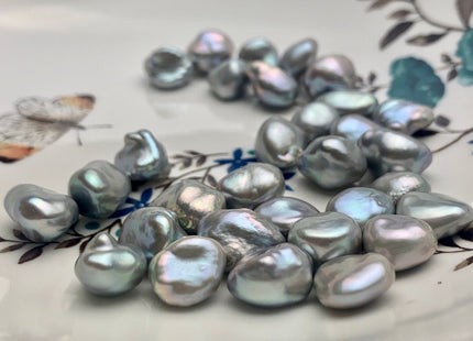 ONE Piece AAAAA 10-13 mm Top Quality High Luster Half/Undrilled/Through Drilled Freshwater Keshi Pearl Bead Genuine Gray Color Pearls #P1286