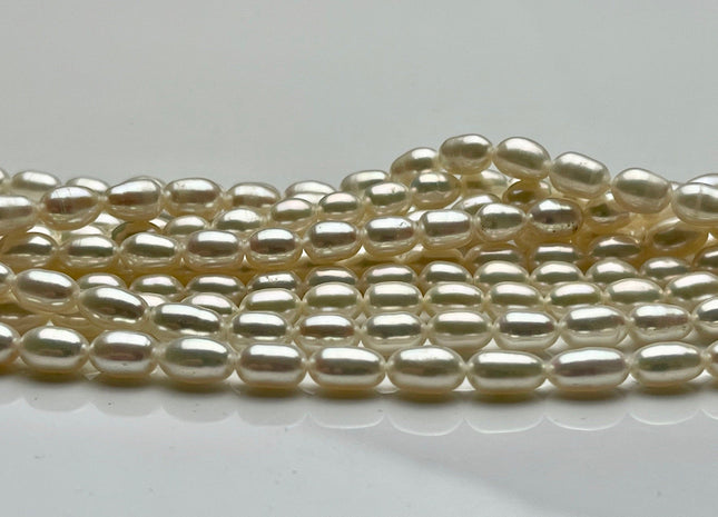 5x7-9 mm AAAA Natural White Freshwater Pearl Rice/Oval Shape Pearl Beads Genuine High Luster Freshwater Pearls #P1724