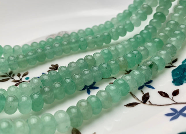 5x8 mm Natural Color Smooth Rondelle Shape Green Aventurine Gemstone Beads Genuine Green Aventurine Loose Beads 15 Inches Strand #2787