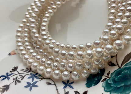 7mm AAA Extra Shiny Natural White Perfect Round Large Hole Freshwater Pearl Genuine High Luster White Bridal Pearl HoleSize 1.2-2.1mm #P1471