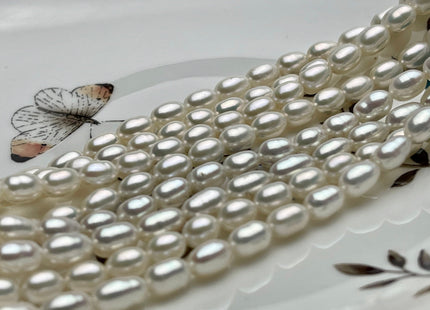 5x7-9 mm AAAA Natural White Freshwater Rice/Oval Pearl