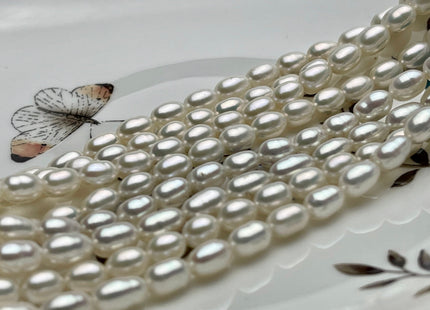 5x7-9 mm AAAA Natural White Freshwater Pearl Rice/Oval Shape Pearl Beads Genuine High Luster Freshwater Pearls #P1724