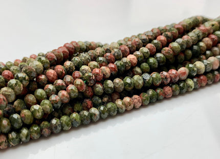 3x4 mm AAA Natural Color Faceted Rondelle Unakite Gemstone Beads Top Quality Micro Faceted Unakite Gemstone Loose Beads # 2444