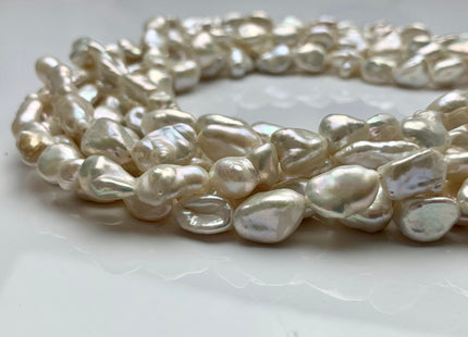 6-9x8-13 mm AAA High Luster Limited Edition Natural White Keshi Rice Nugget Freshwater Pearls Beads Genuine Keshi Paddle Pearls #1107