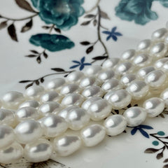 7x9 mm AA Natural White Freshwater Pearl Rice/Oval Shape Pearl Beads Genuine High Quality Freshwater Pearls #1660