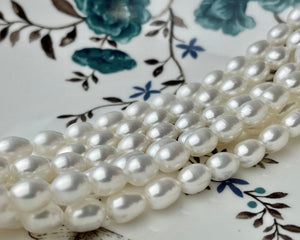 7x9 mm AA Natural White Freshwater Pearl Rice/Oval Shape Pearl Beads Genuine High Quality Freshwater Pearls #1660