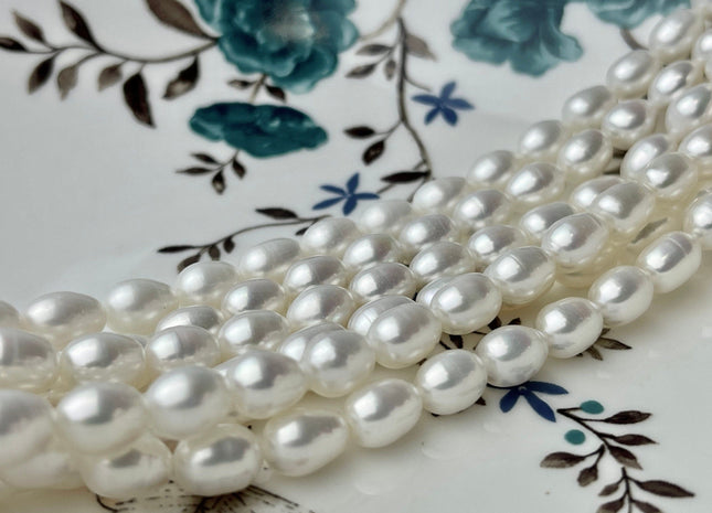 7x9 mm AA Natural White Freshwater Pearl Rice/Oval Shape Pearl Beads Genuine High Quality Freshwater Pearls #1660