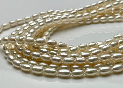 5x7-9 mm AAAA Natural White Freshwater Pearl Rice/Oval Shape Pearl Beads Genuine High Luster Freshwater Pearls #P1724