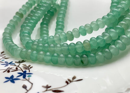 5x8 mm Natural Color Smooth Rondelle Shape Green Aventurine Gemstone Beads Genuine Green Aventurine Loose Beads 15 Inches Strand #2787