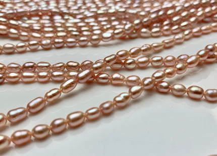 WHOLESALE 3x4-6 mm Natural Pink Rice / Oval Freshwater Pearl High Luster Freshwater Pearls Beads Small Pink Seed Pearl Beads #1407