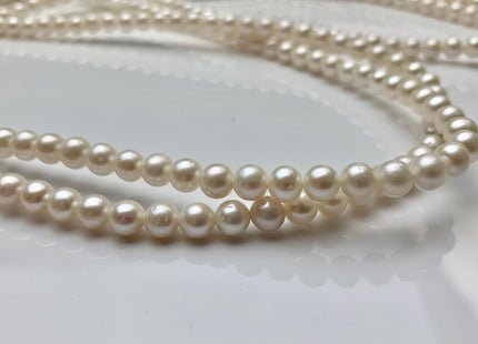 WHOLESALE 5.5-6 mm AAA Natural White Semi Round Freshwater Pearls Genuine High Luster Smooth And Round White Freshwater Pearl Beads #205