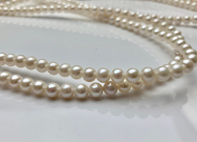 WHOLESALE 5.5-6 mm AAA Natural White Semi Round Freshwater Pearls Genuine High Luster Smooth And Round White Freshwater Pearl Beads #205