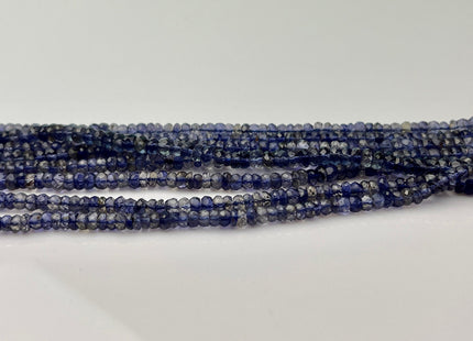 3.5-4mm Natural Multi Blue Iolite Gemstone Beads Faceted Rondelle Shape Genuine Blue Iolite Tiny Gemstone Bead 13 Inches Strand #4145