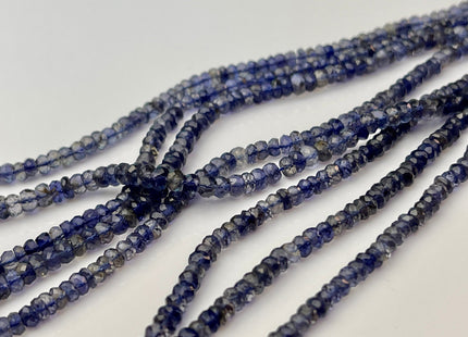3.5-4mm Natural Multi Blue Iolite Gemstone Beads Faceted Rondelle Shape Genuine Blue Iolite Tiny Gemstone Bead 13 Inches Strand #4145