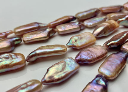 10-11x20-22mm Natural Dark Mauve Purple Pink Irregular Rectangle Coin Freshwater Pearl Beads Genuine Rare Shape Coin Pearl 16 Pieces #P1325