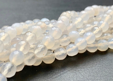 6mm 8mm 10mm 12mm Faceted Round Translucent White selenite Color Agate Gemstone Beads Genuine Agate Gemstone 14 Inches Strand #2809