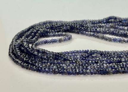 3.5-4mm Natural Multi Blue Iolite Gemstone Beads Faceted Rondelle Shape Genuine Blue Iolite Tiny Gemstone Bead 13 Inches Strand #4145