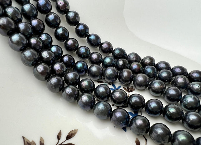 10.5-11 mm AA Peacock Edison Baroque Pearls Off-Round Shape Genuine Rainbow Peacock Color Edison Pearl Beads #1813