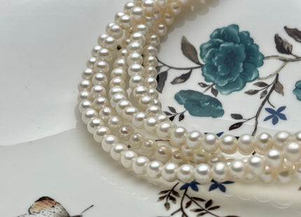 WHOLESALE 5.5-6 mm AAA Natural White Semi Round Freshwater Pearls Genuine High Luster Smooth And Round White Freshwater Pearl Beads #205