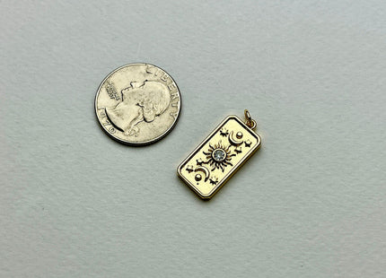 Sun Stars Crescent Moon Sky Charms for Necklace Jewelry Making, 18K Gold Filled Charm Pendant With CZ Crystals, One Piece #CR0028