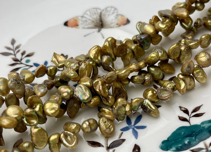 4-6x8-9 mm Copper Gold Color Top Drilled Keshi Freshwater Pearls Genuine Freshwater Keishi Pearls Grade B #P1565