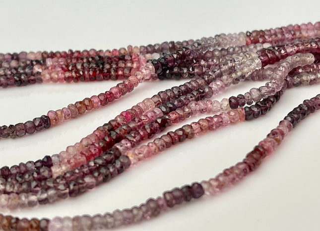 3-3.5 mm Natural Shaded Multi Color Spinel Gemstone Beads Faceted Rondelle Shape Genuine Pink Purple Gemstone Bead 13 Inches Strand #4165