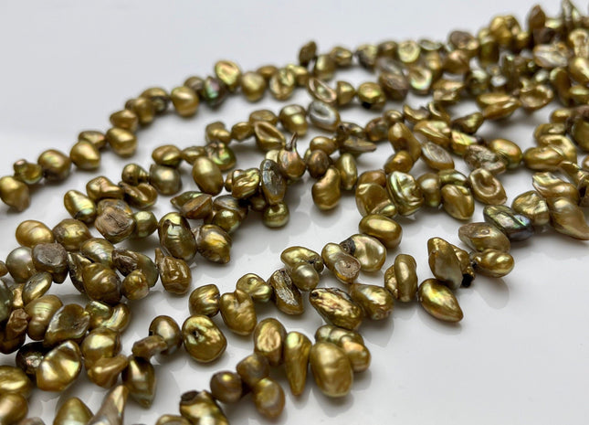 4-6x8-9 mm Copper Gold Color Top Drilled Keshi Freshwater Pearls Genuine Freshwater Keishi Pearls Grade B #P1565
