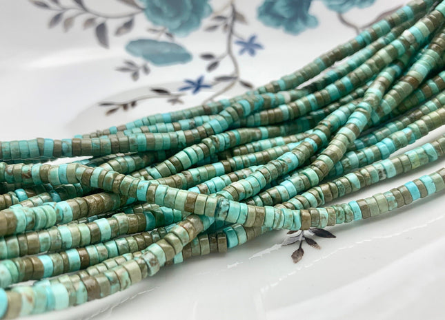 4 mm Turquoise Heishi Rondelle Shape Gemstones Loose Beads 15 Inches Strand #3249