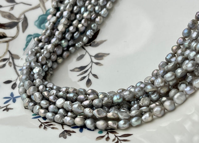 4-5 mm Gray Color Potato Nugget Freshwater Pearl Beads Genuine Freshwater Pearls Tiny Gray Nugget Cultured Seed Pearl Beads #P2312