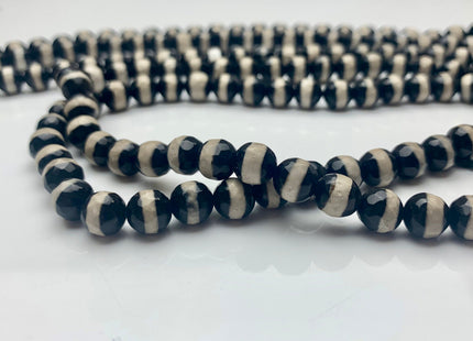 6 mm 8 mm 10 mm 12 mm AAA DZI Tibetan Agate Faceted Round Black And White Color Tibetan Agate Gemstone Loose Beads #2377
