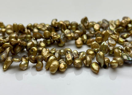 4-6x8-9 mm Copper Gold Color Top Drilled Keshi Freshwater Pearls Genuine Freshwater Keishi Pearls Grade B #P1565