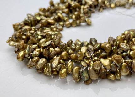 4-6x8-9 mm Copper Gold Color Top Drilled Keshi Freshwater Pearls Genuine Freshwater Keishi Pearls Grade B #P1565