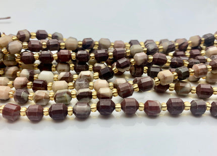 5x6mm Faceted Energy Prism Cut Wooden Jasper Gemstone Genuine Double Terminated Points Coffee Color 15.5 Inches 54 Pieces #3581