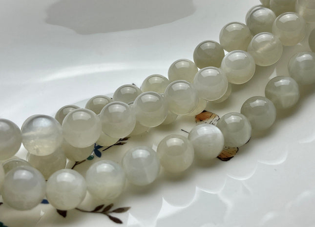 12 mm AAA Smooth Round White Color Natural Moonstone Gemstone Beads Genuine Natural White Moonstone High Polished Gemstone Beads #4033