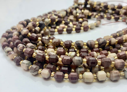5x6mm Faceted Energy Prism Cut Wooden Jasper Gemstone Genuine Double Terminated Points Coffee Color 15.5 Inches 54 Pieces #3581