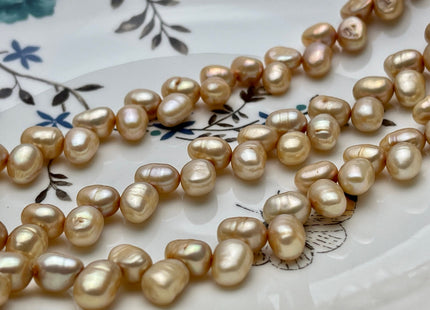 7 x 9 mm Light Champagne Corner Drilled Freshwater Pearl Nugget Beads, Champagne Rice Nugget Pearls, Dancing Nugget Pearl Bead #153