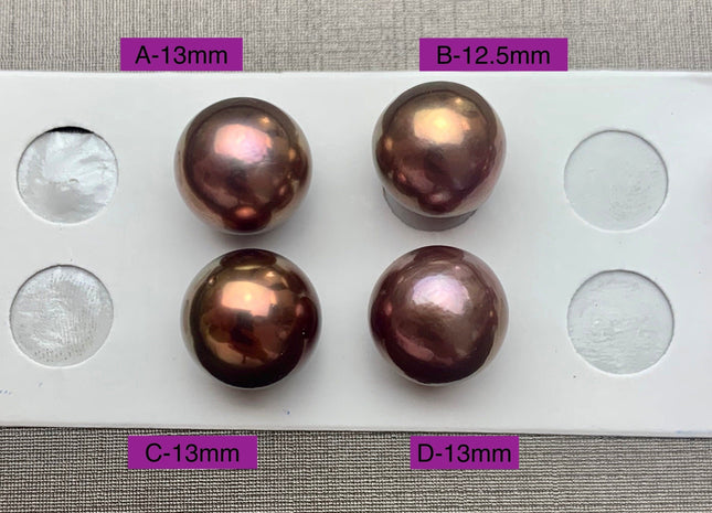 ONE Piece AAAA 11-13mm Ultra Dark Natural Mauve Purple Color Top Quality High Luster Half Drilled Baroque Edison Freshwater Pearls #P1100