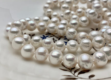 18/20/22/24/26/28 Inches Hand Knotted 10mm AA Freshwater Potato Pearl Necklace Natural White Finished Pearl Necklace W/ Silver Clasp #P1110
